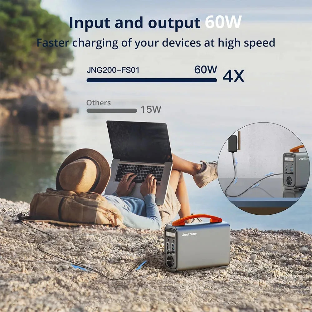 240W Portable Power Station with 320Wh LiFePO4 Battery Solar Generator & PD 60W Fast Charging