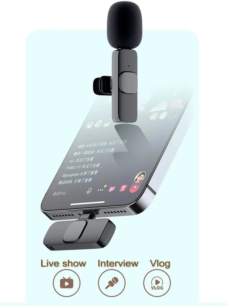 K8 Wireless Lavalier Microphone Studio Gaming for iPhone & Androids Type-C