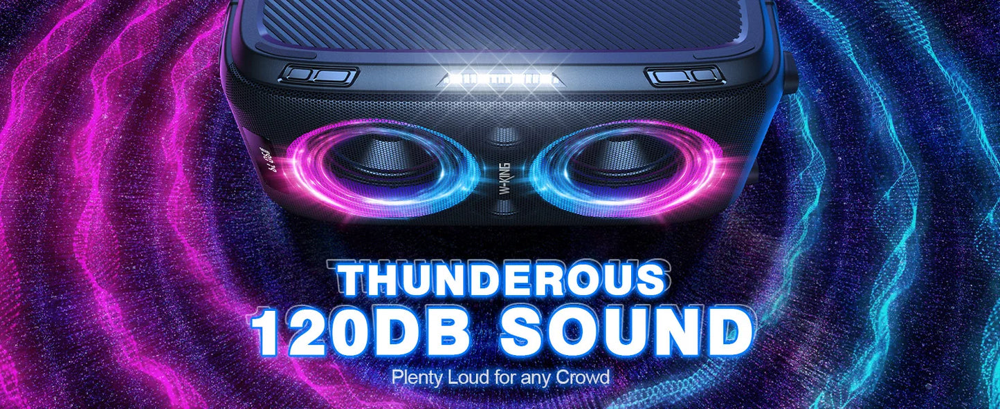 250W PEAK Large Bluetooth Speaker Loudest/Massive 120 db Portable Wireless Speaker