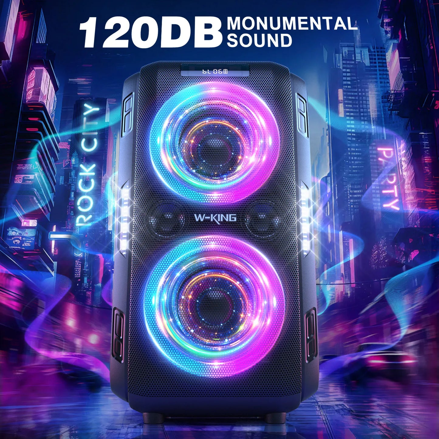 250W PEAK Large Bluetooth Speaker Loudest/Massive 120 db Portable Wireless Speaker