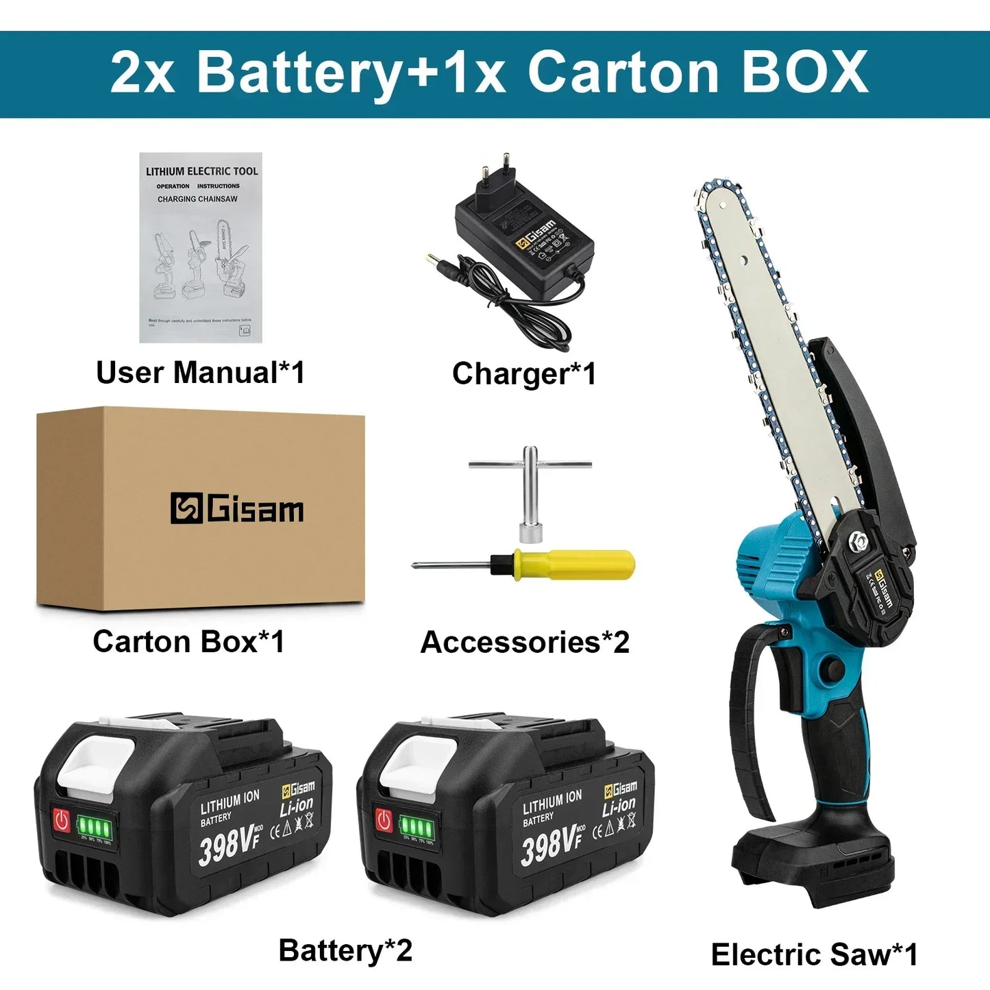 8 Inch Brushless Electric Saw Handheld Portable Chainsaw for Makita 18V Battery