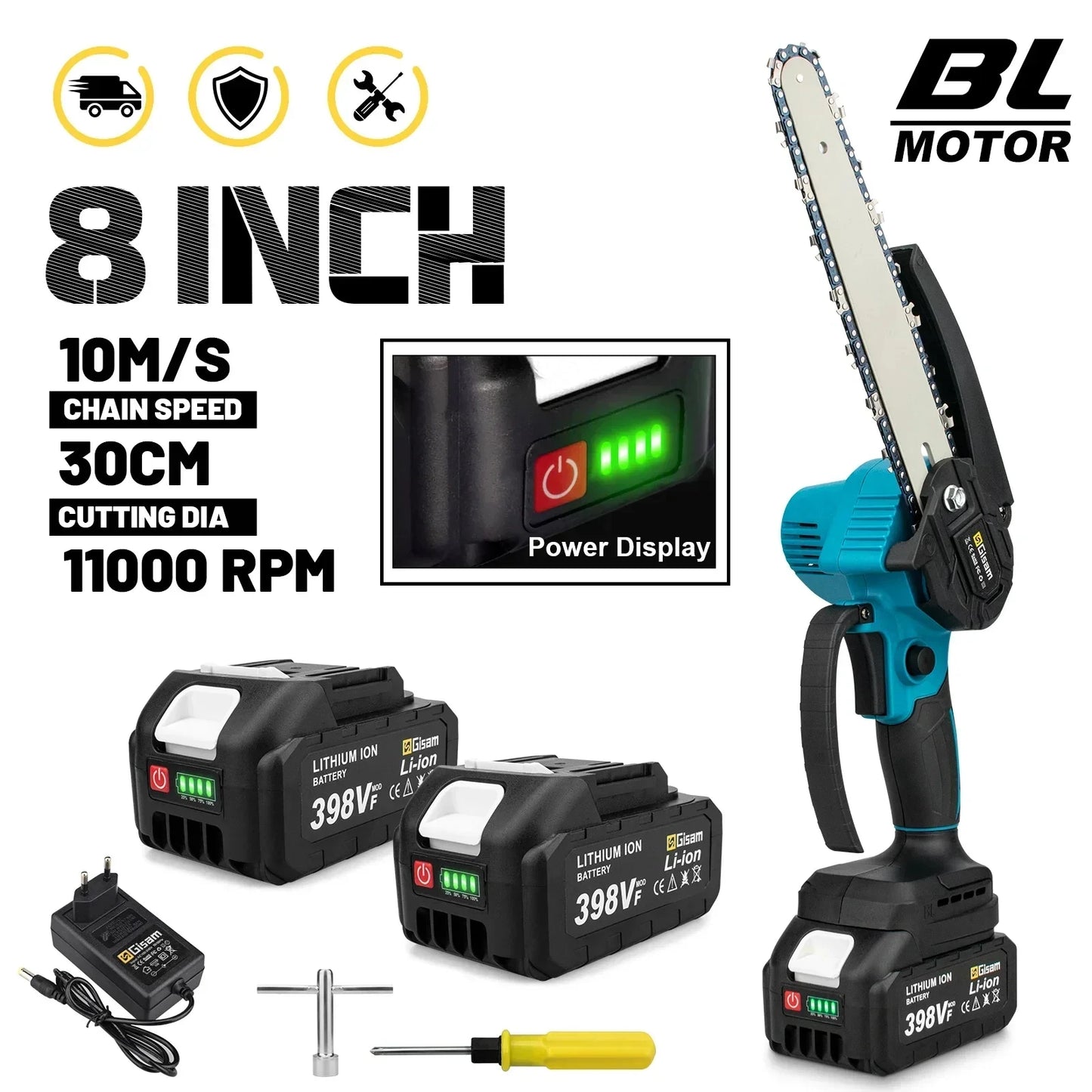 8 Inch Brushless Electric Saw Handheld Portable Chainsaw for Makita 18V Battery