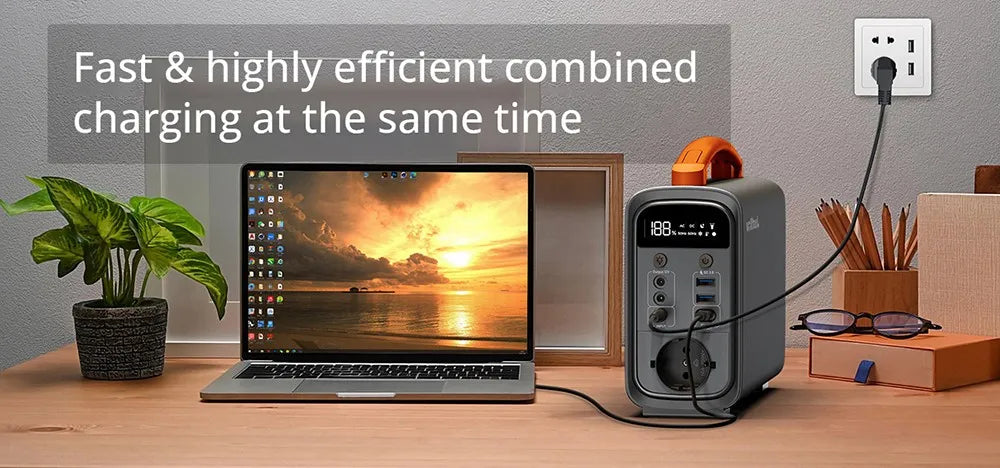 240W Portable Power Station with 320Wh LiFePO4 Battery Solar Generator & PD 60W Fast Charging