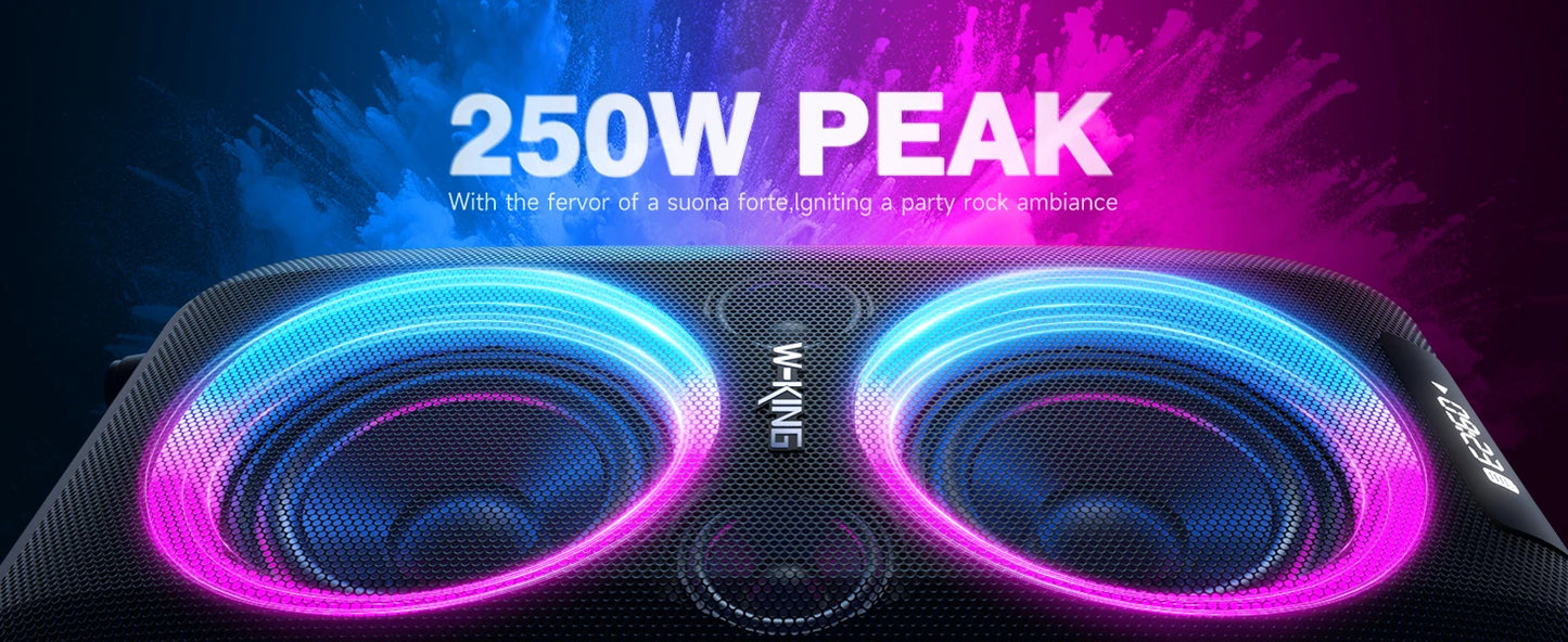 250W PEAK Large Bluetooth Speaker Loudest/Massive 120 db Portable Wireless Speaker