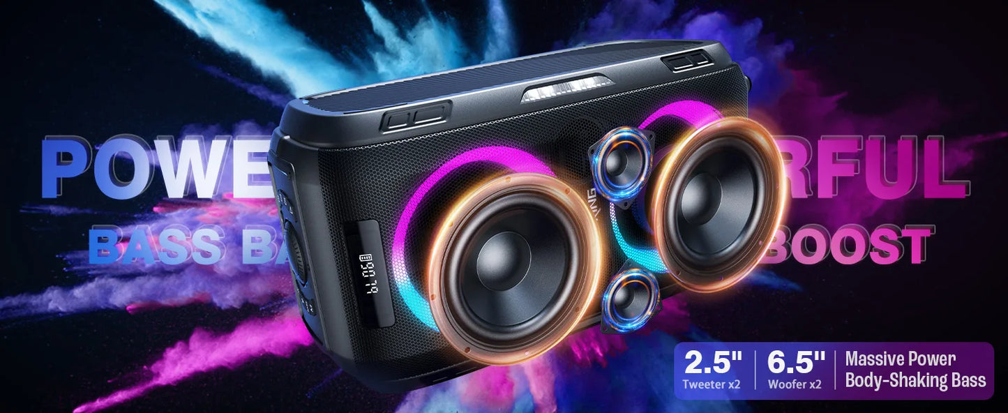 250W PEAK Large Bluetooth Speaker Loudest/Massive 120 db Portable Wireless Speaker