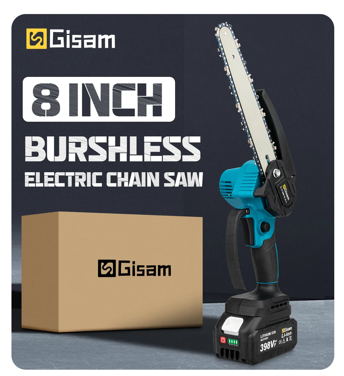 8 Inch Brushless Electric Saw Handheld Portable Chainsaw for Makita 18V Battery