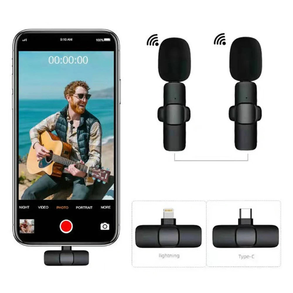 K8 Wireless Lavalier Microphone Studio Gaming for iPhone & Androids Type-C