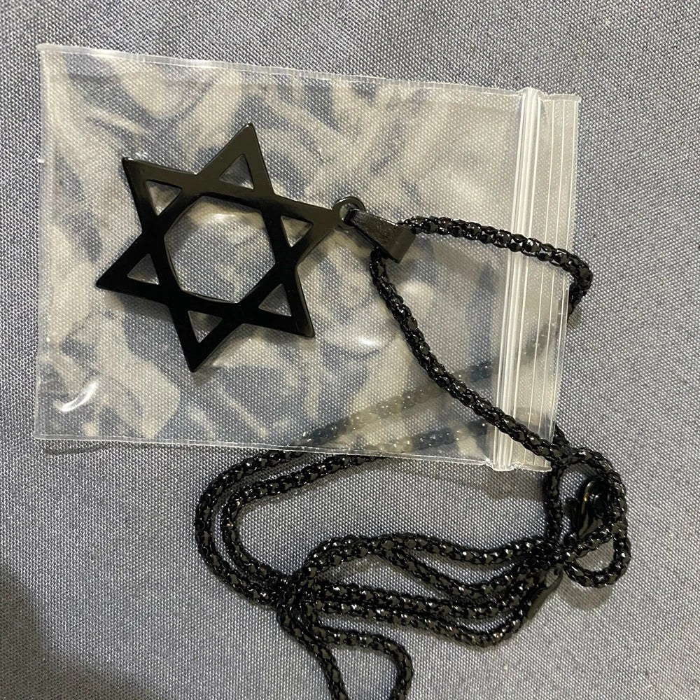 Star of David Pendant Necklace in Black, Gold, & Silver Color - Stainless Steel