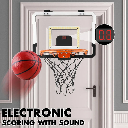 Indoor and Outdoor Kids Basketball Hoop with Electronic Scoreboard