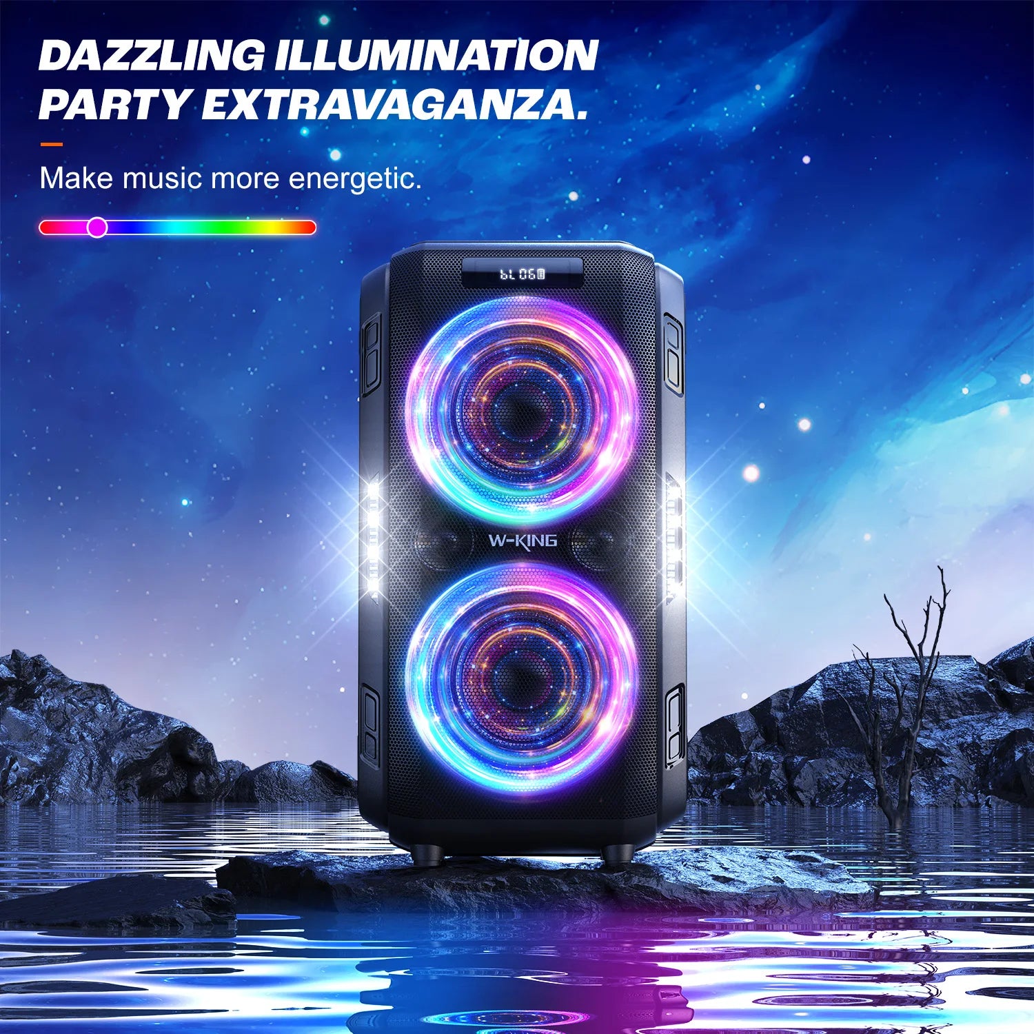 W-KING Bluetooth-luidspreker van 80 W, luid - superbas, enorm geluid van 105 dB, draagbare draadloze feestluidsprekers voor buiten, led-verlichting in gemengde kleuren, 24 uur speeltijd, Bluetooth W-KING Bluetooth-luidspreker van 80 W, luid - superbas, enorm geluid van 105 dB, draagbare draadloze feestluidsprekers voor buiten, led-verlichting in gemengde kleuren, 24 uur speeltijd, Bluetooth