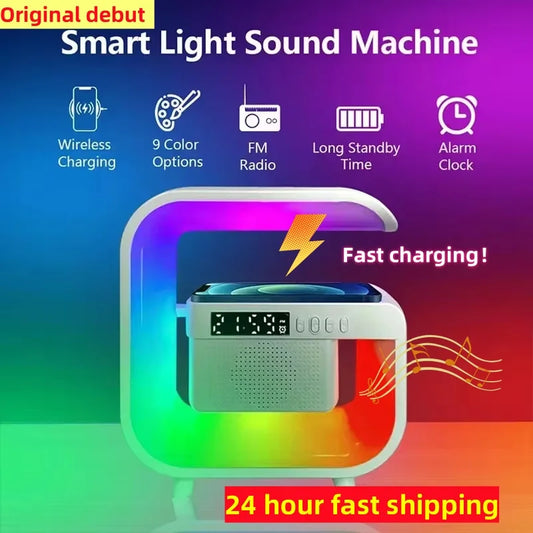 Multifunction Wireless Charger Stand Bluetooth 5.0 Speaker & RGB LED